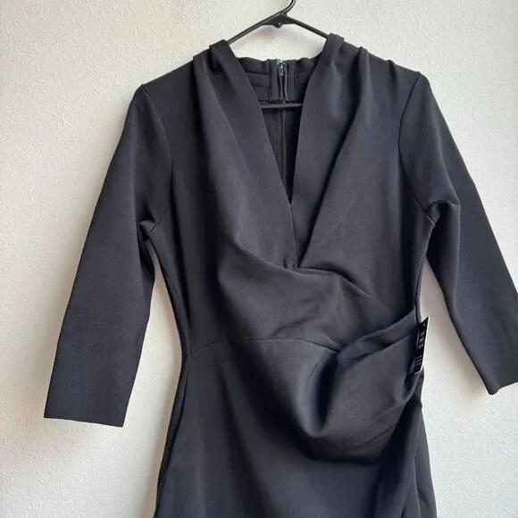 NWT $148 Express Black Bandage Faux Wrap Sheath Career Office Party Dress  Medium